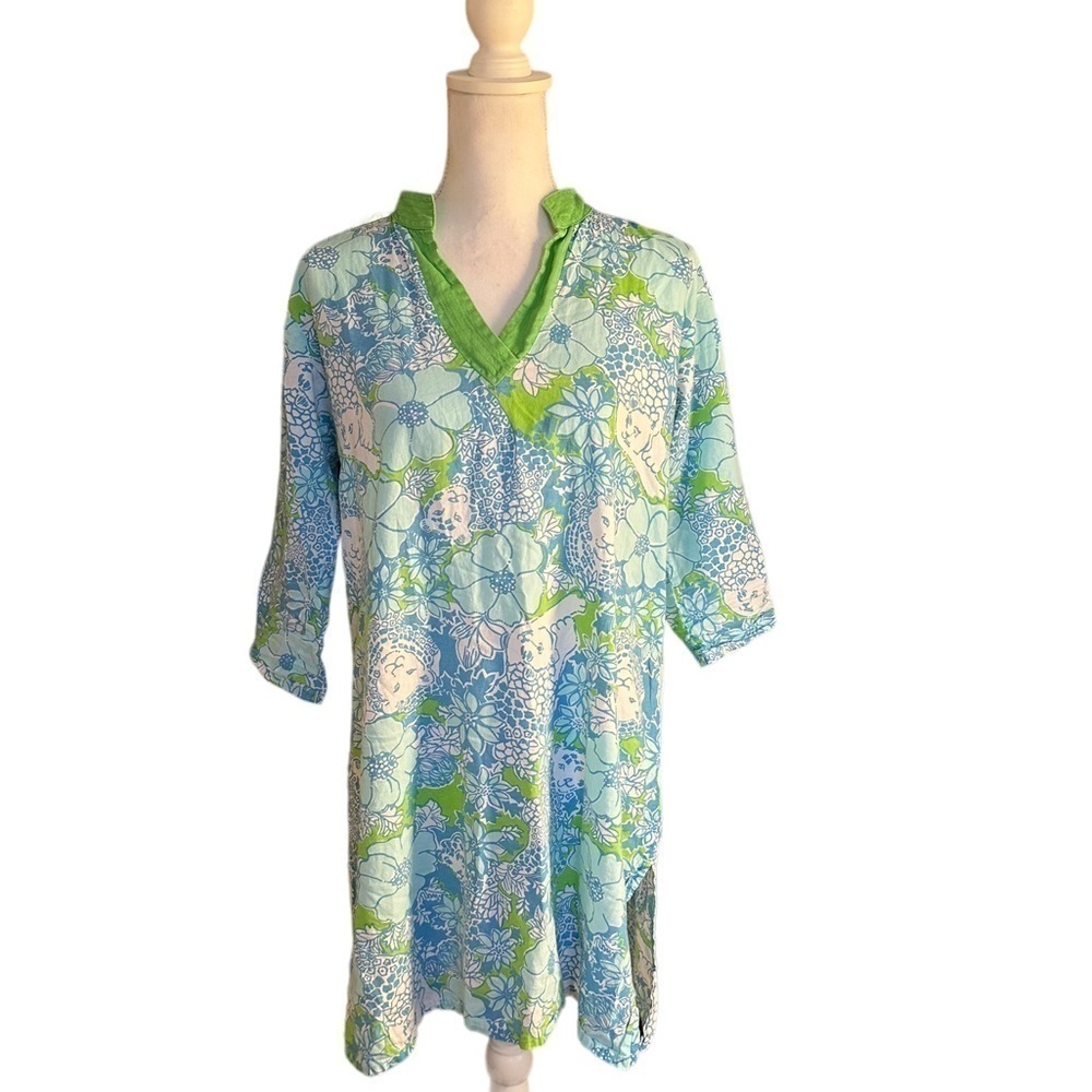 LILLY PULITZER chesterfield dress puma lionese cat flower floral dress